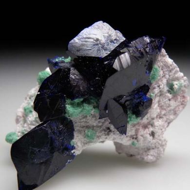 Azurite, Malachite on Dickite