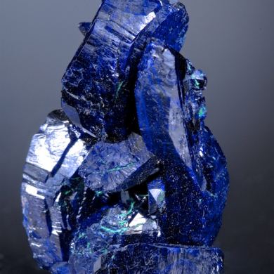 Azurite with Malachite - curved faces