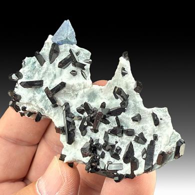 Benitoite with Neptunite, Natrolite