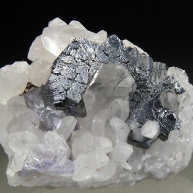 Bournonite on Quartz and Fluorite