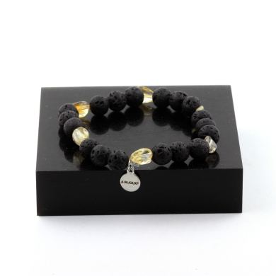 Citrine from Brazil + Lava 8 mm beads Bracelet.