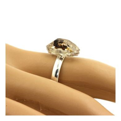 Silver Plated raw petroleum Quartz Ring. 10.31 ct.