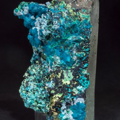 Chrysocolla on Quartz (variety smoky)