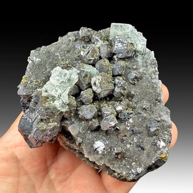 Barite with Galena, Chalcopyrite