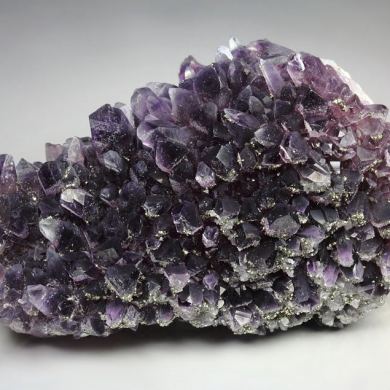 QUARTZ var. AMETHYST, PYRITE