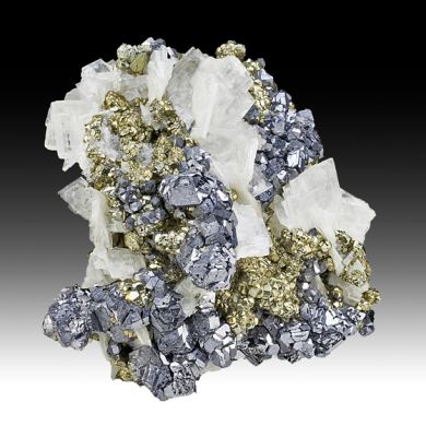 Barite with Galena, Pyrite