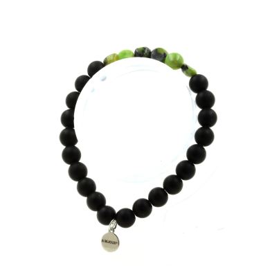 Nephrite Jade from Xiuyan China + Matte Black Onyx Bracelet 8 mm Beads.