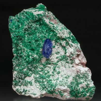 Azurite with Brochantite
