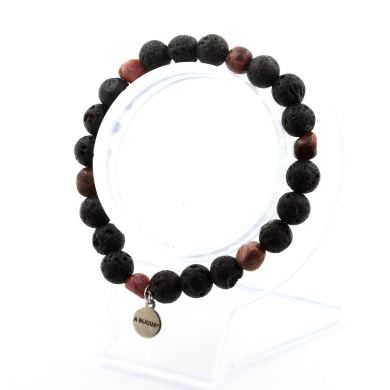 Rhodochrosite from Brazil + Lava Bracelet 8 mm Beads.