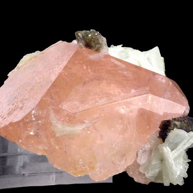 Beryl var. morganite, lepidolite, albite