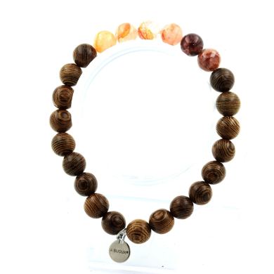 Hematoid Quartz from Madagascar + wood Bracelet 8 mm Beads.