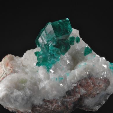 Dioptase on Calcite