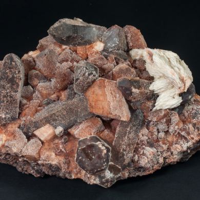 Microcline with Baryte and Quartz (variety smoky)