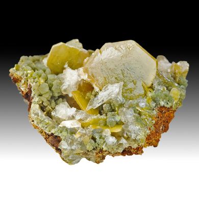 Wulfenite with Mimetite, Calcite