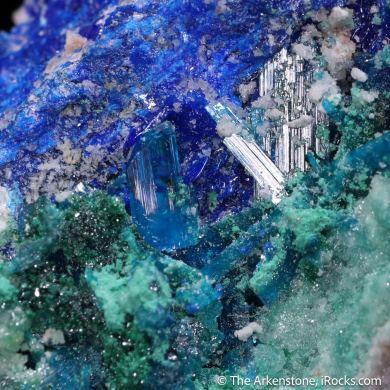Caledonite with Diaboleite, Atacamite, Cerussite