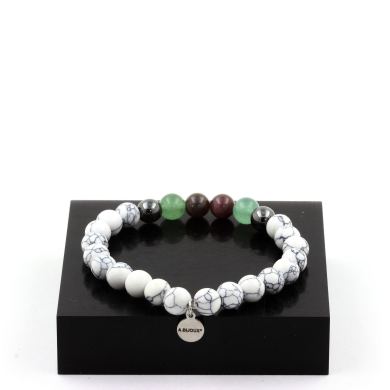 Ruby from Mogok, Burma, Myanmar + Aventurine + Hematite + Howlite Bracelet 8 mm Beads.