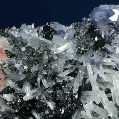 Fluorite and Tetrahedrite on Quartz
