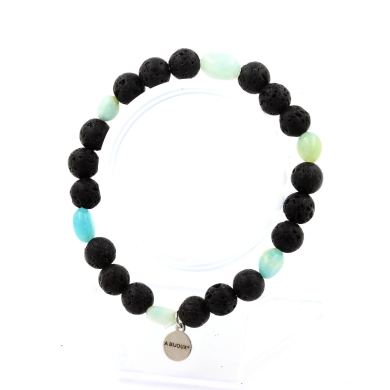 Amazonite from Brazil + Lava Bracelet 8 mm Beads.
