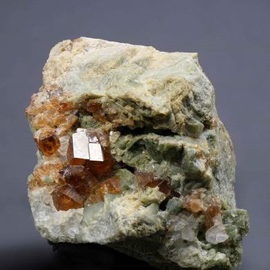 Garnet on pyroxene - Grafton Co., New Hampshire, USA