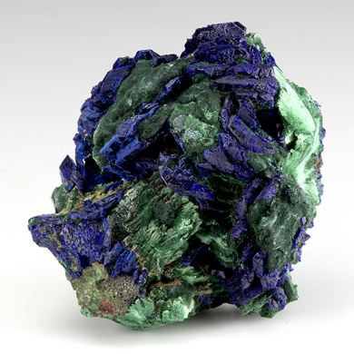 Azurite with Malachite after Azurite