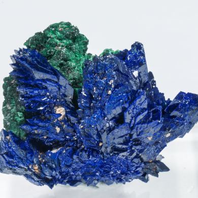 Azurite with Dolomite and Malachite