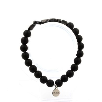 Hypersthene from Egypt + Matte Black Onyx Bracelet 8 mm Beads.
