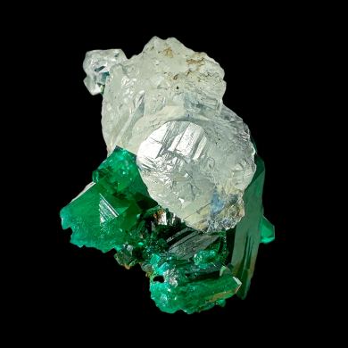 Dioptase, calcite