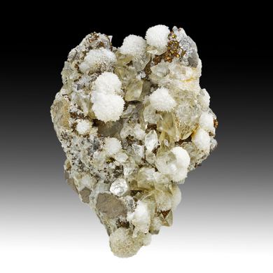 Strontianite with Calcite, Pyrite