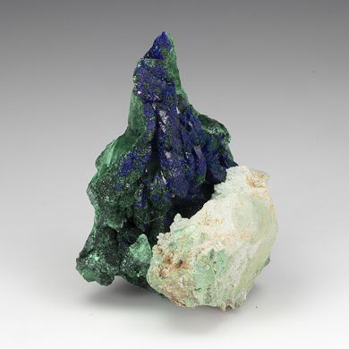 Azurite with Malachite after Azurite