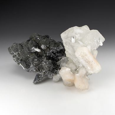 Calcite with Quartz, Stilbite