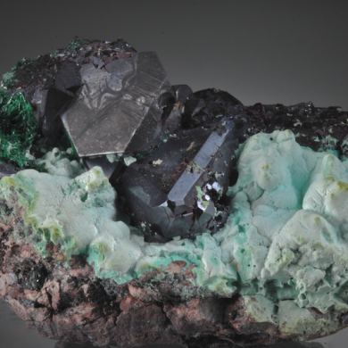 Cuprite with Malachite, Plancheite etc.