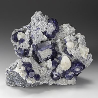 Fluorite with Quartz, Calcite