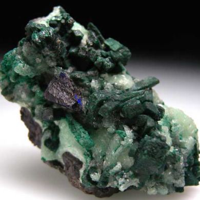 Malachite after Azurite on Smithsonite