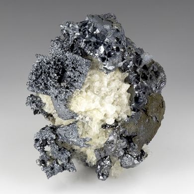 Acanthite with Calcite