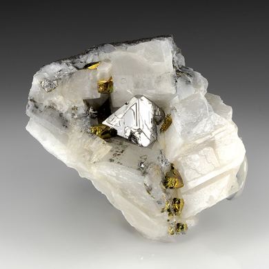 Carrollite with Calcite, Chalcopyrite