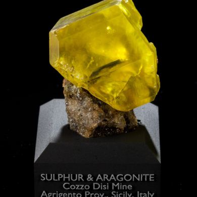 Large Sulphur Crystal on Aragonite