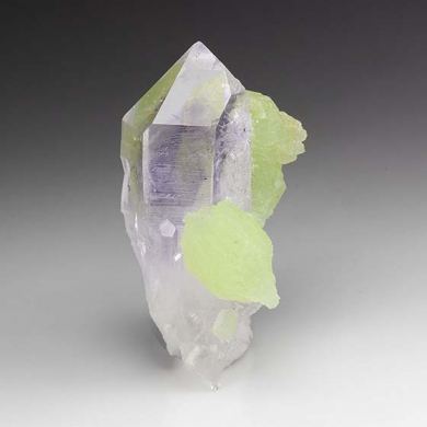 Prehnite with Quartz var. Amethyst
