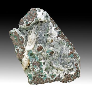 Mesolite with Heulandite, Celadonite