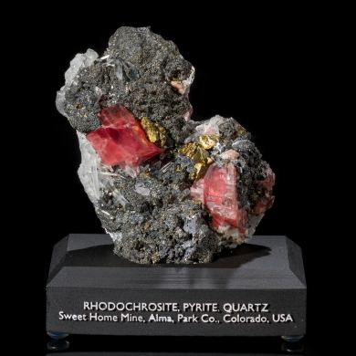 Sweet Home Rhodochrosite, Pyrite & Quartz on Tetrahedrite