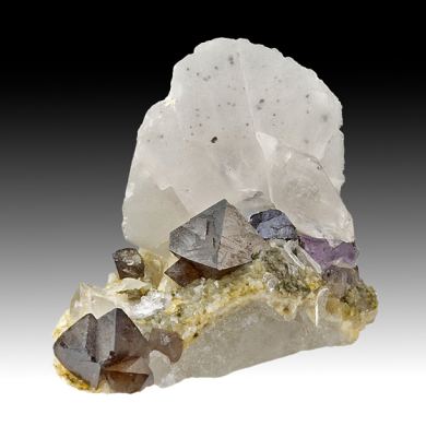 Scheelite with Calcite, Fluorite