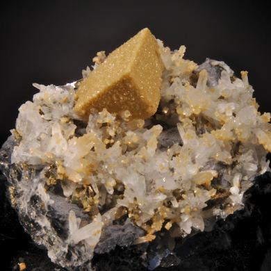 Siderite pseudo after Calcite with  Galena, Quartz