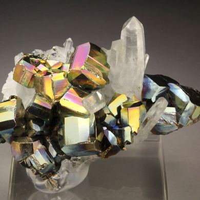 new find - iridescent PYRITE, QUARTZ