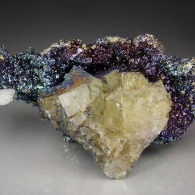 FLUORITE, iridescent PYRITE