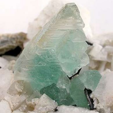 Fluorite With Schorl on Feldspar