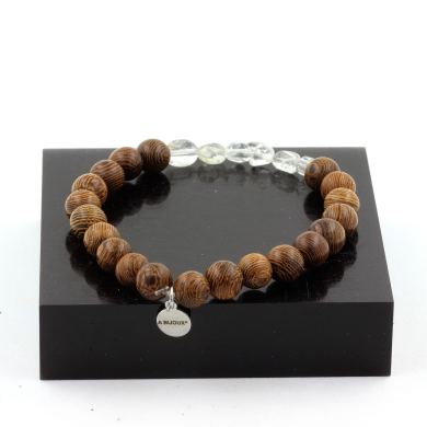 Topaz from Brazil + wood Bracelet 8 mm Beads.