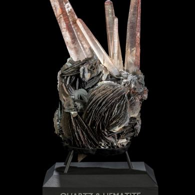 Large Hematite Rose w/ Quartz from China