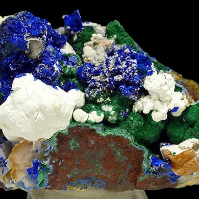 Magnesite, azurite, malachite, dolomite