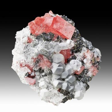 Rhodochrosite with Fluorite, Tetrahedrite, Quartz