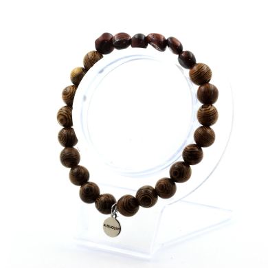 Red Tiger's Eye from Brazil + wood 8 mm beads Bracelet.