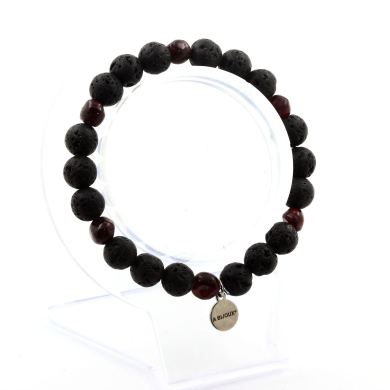 Garnet from Mozambique + Lava Bracelet 8 mm Beads.